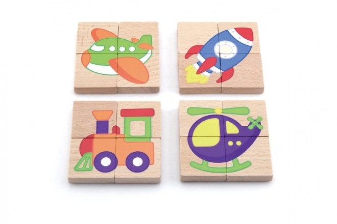 Houten magnetische puzzel - vervoermiddelen