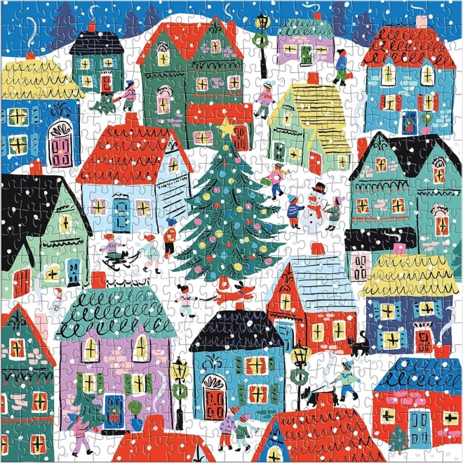 Vierkante puzzel Kerst in het dorp 500 stukjes