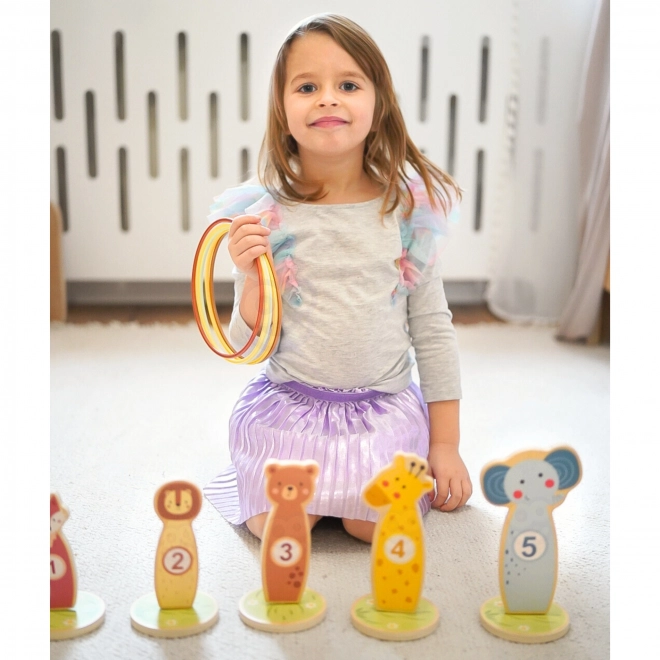 Houten precisiespel met ringen Tooky Toy