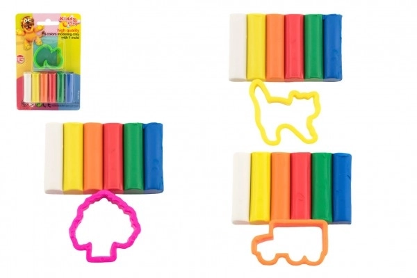 Modelleerklei/Plasticine NARA 50g 6 stuks met vorm 4 soorten op kaart 9,5x14cm