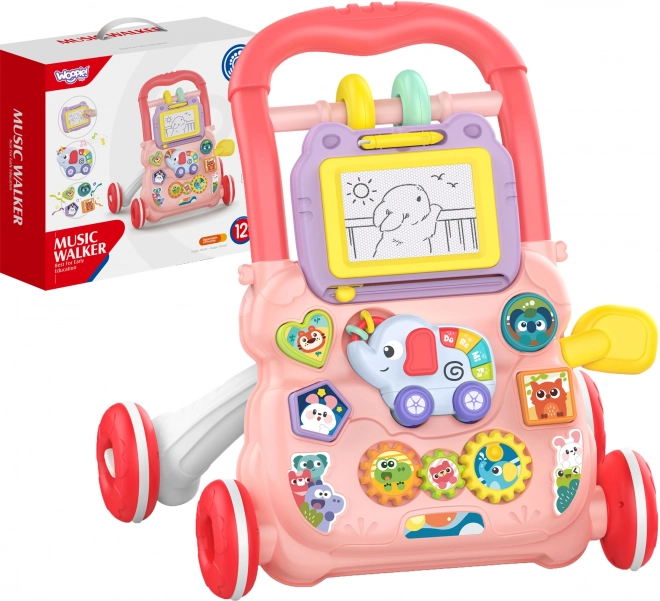 Interactieve loopstoel Woopie Baby met muziek en tekentafel