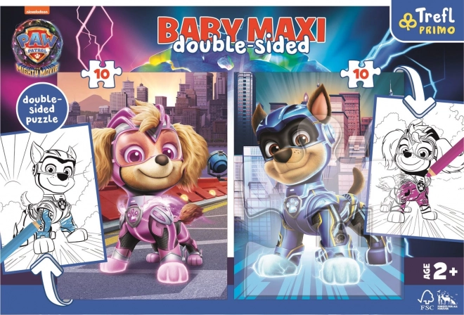 Puzzel MAXI dubbelzijdig 2x10 stukjes Heroïsche honden Paw Patrol in doos 40x27x6cm 24m+