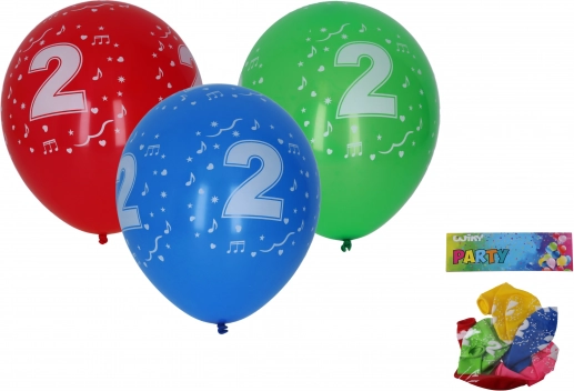Opblaasbare ballonnen 30 cm met cijfer 2 – set van 5 stuks