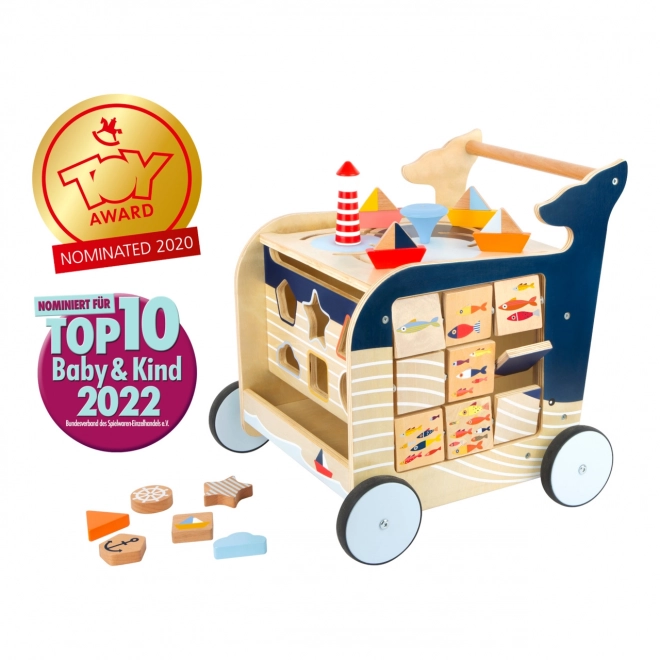 Houten loopwagen in de vorm van een walvis Small Foot