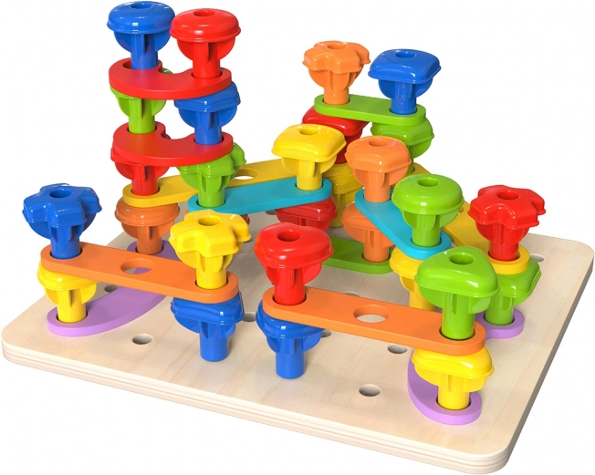 Tooky Toy multifunctioneel bord met gekleurde schroeven voor vormonderwijs