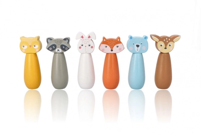 Houten kegels bosdieren