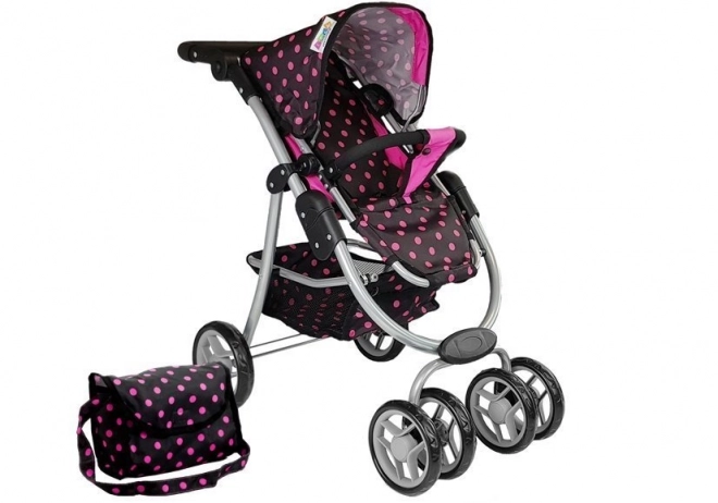 Kinderwagen 2 in 1 met tas voor kinderwagen Zwart en Roze