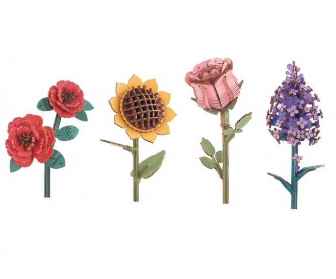 3D houten bloemenboeket