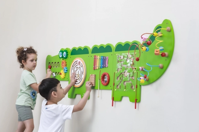 Houten montessori wandpaneel - krokodil