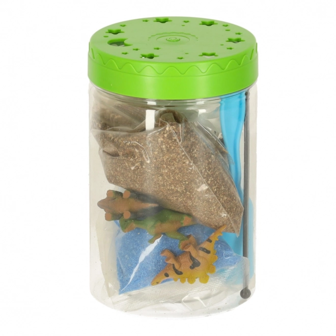 Terrarium voor het kweken van planten met LED-lamp en dinosaurussen