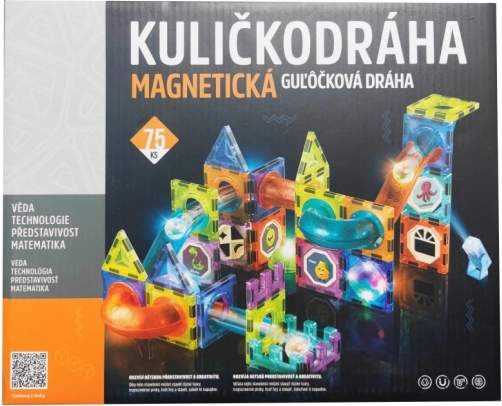 Magnetische knikkerbaan met lichteffecten, 75 stuks