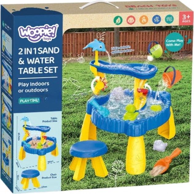 Woopie Water en Zand Tafel XL met Stoeltje 2-in-1 Dolfijn 12 st.