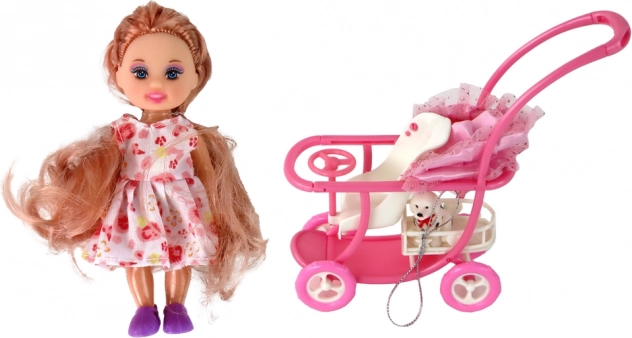 Roze kinderwagen