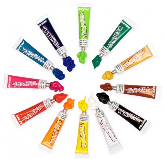 Tempera verf 12 kleuren in metalen doos