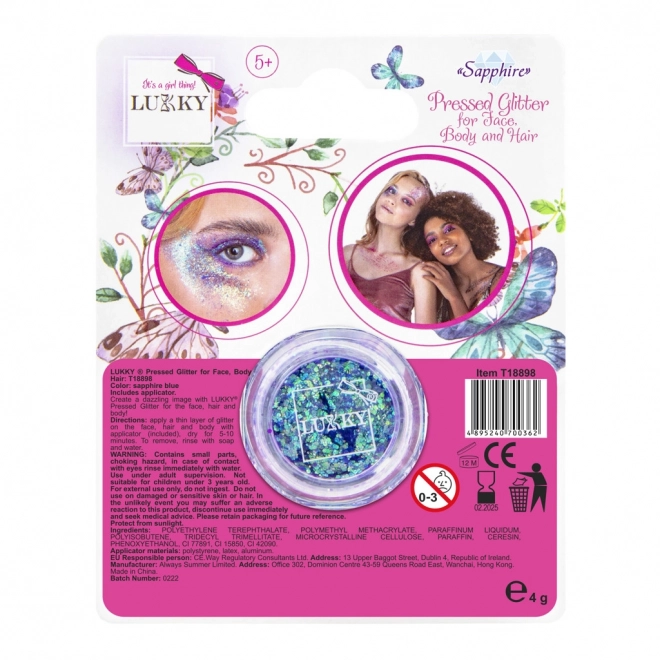 Lukky glitter met applicator voor gezicht, lichaam en haar - saffier