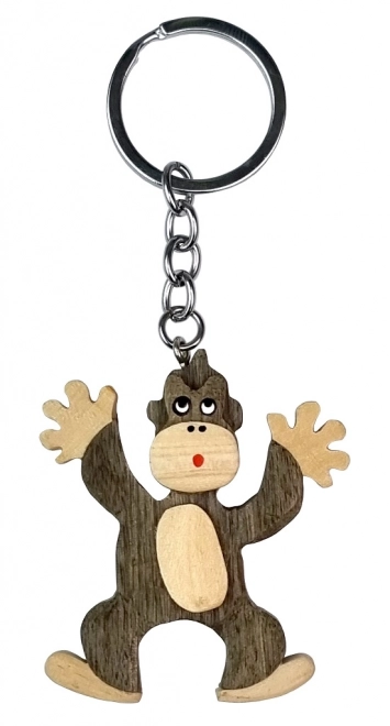 Grote Houten Sleutelhanger met Staande Aap