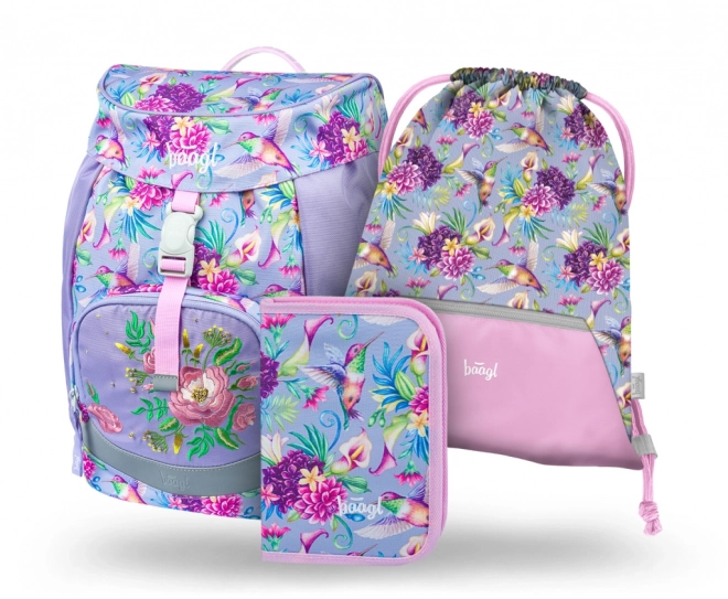 BAAGL SET 3 Airy Kolibrie: boekentas, etui, zak