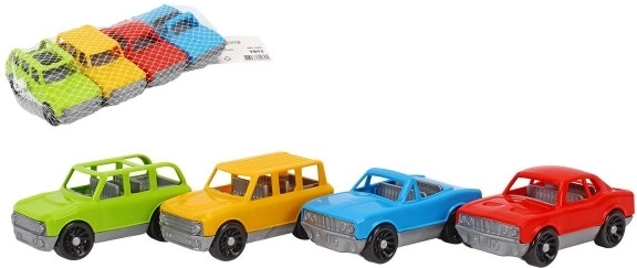 Set van gekleurde plastic autootjes met vrije loop