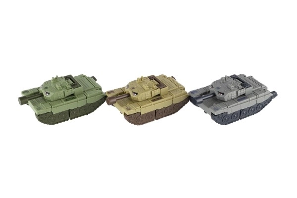 Transformer tank/robot plastic 14cm met traagheidsmotor 3 kleuren