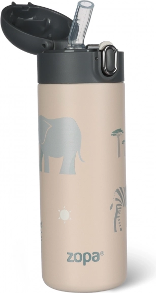 Thermosfles voor dranken met rietje 400 ml, Safari