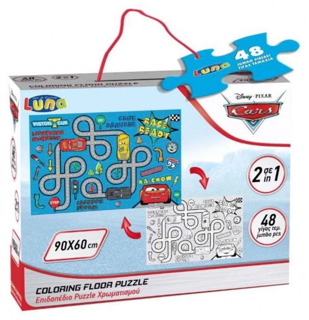 Luna dubbelzijdige puzzel auto doolhof 48 stukjes