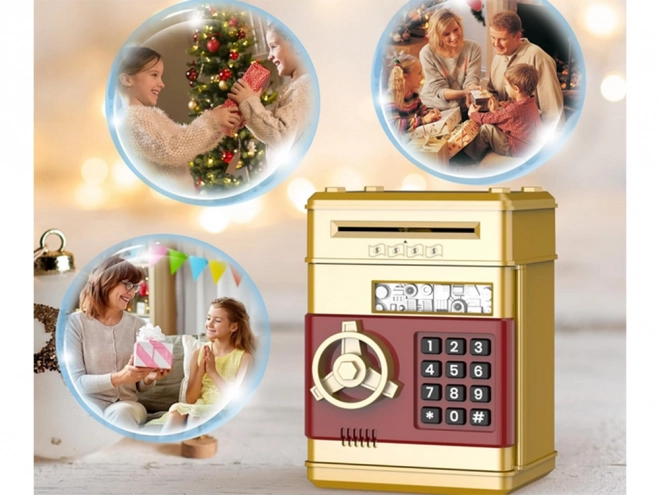 Elektronisch spaarpot kluisje met toegangscode goudkleurig