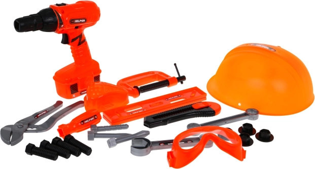 Kinderset kleine monteur 3+ met accuschroefboormachine en gereedschap, 22 delen