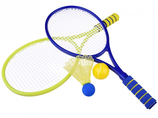 Badminton- en tennisset met foam ballen en shuttles