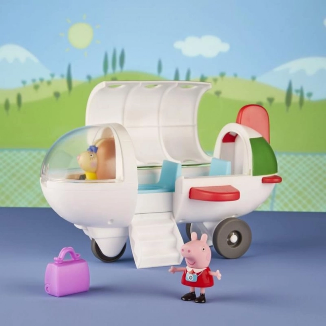 Vliegtuig met figuur van Biggetje Peppa