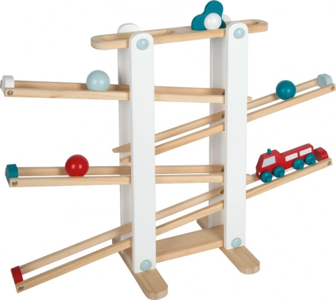 Small Foot grote houten knikkerbaan met autootje en knikkers