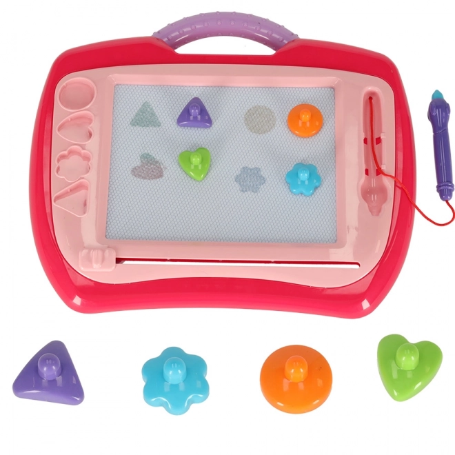 Groot magnetisch tekentableau voor kinderen met stempels - roze XL