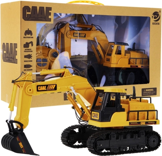 Afstandsbediende graafmachine voor kinderen 3+ Beweegbare delen + geluiden + accessoires