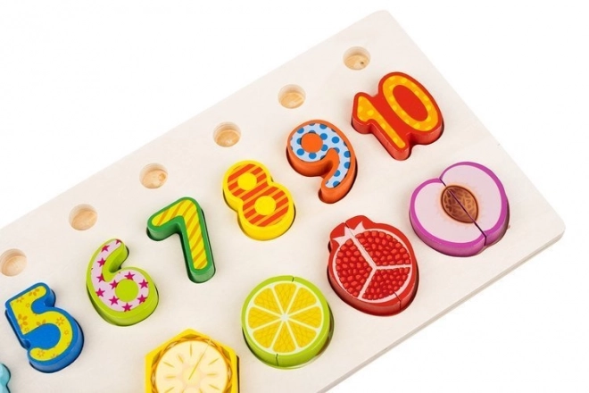 Houten educatief speelgoed met cijfers en fruit