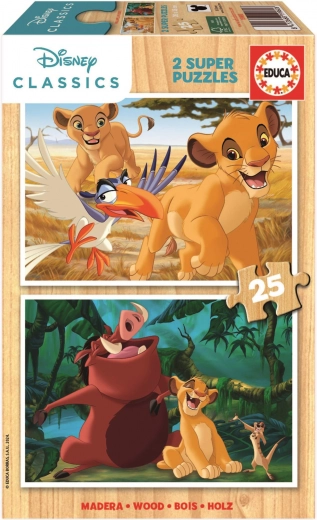 Houten puzzels De Leeuwenkoning 2×25 stukjes EDUCA
