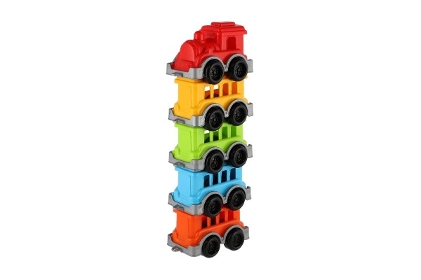 Locomotief/Trein + 4 wagons kunststof in net 5x24x10cm