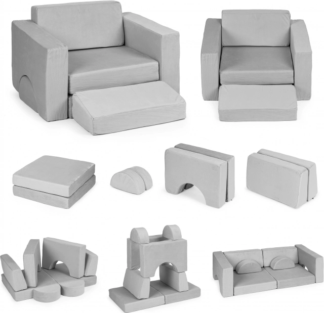 Modulaire kinderfauteuil 8-in-1 ECOTOYS – Grijs