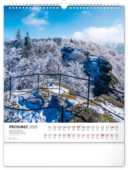 NOTIQUE Muurkalender Wandelen door het Tsjechische landschap 2025, 30 x 34 cm
