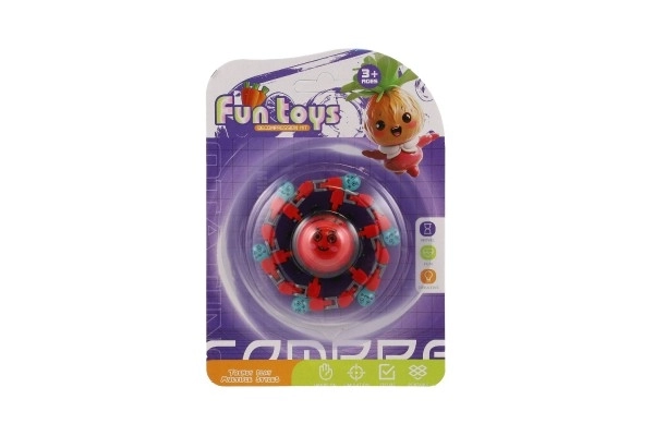 Gyroscoop spinner mechanisch plastic 7cm lichtgevend in het donker 3 kleuren op kaart 12st in doos