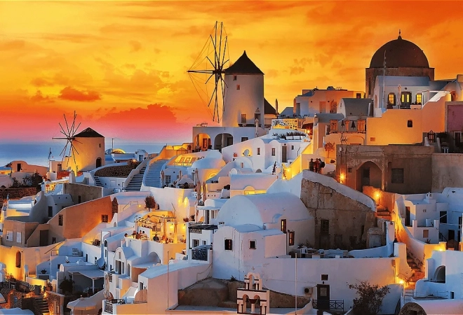 Puzzel romantische zonsondergang Santorini 1500 stukjes