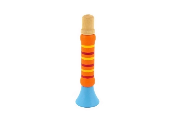 Houten gekleurde trompet - 12 cm