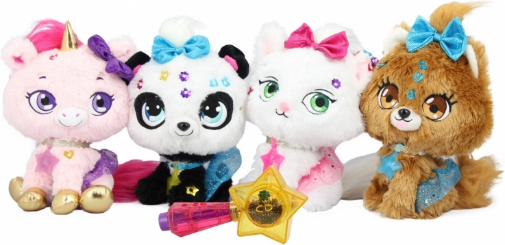 Glanzende pluchen knuffels, mix 4 stuks