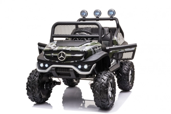 Elektrische kinderauto Unimog S in camouflagekleur