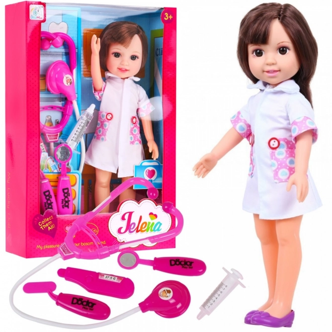 Grote verpleegsterpop voor kinderen 3+ Artsbenodigdheden + stethoscoop + thermometer + spuit