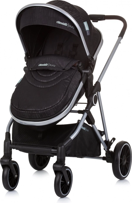 CHIPOLINO Kinderwagen gecombineerd Aura 2v1 Obsidian, Zilver