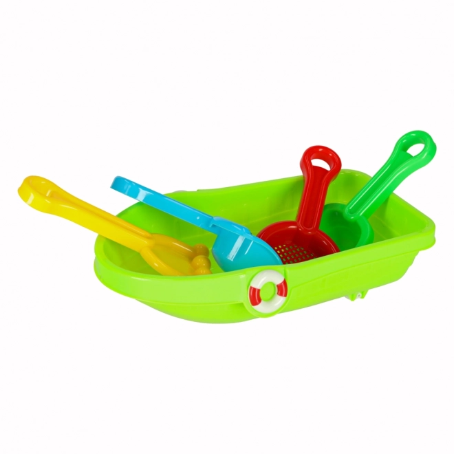 Kinderboot met zand- en waterspeeltjes