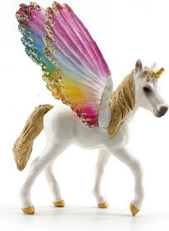 Eenhoornfiguur met regenboogvleugels 9 cm