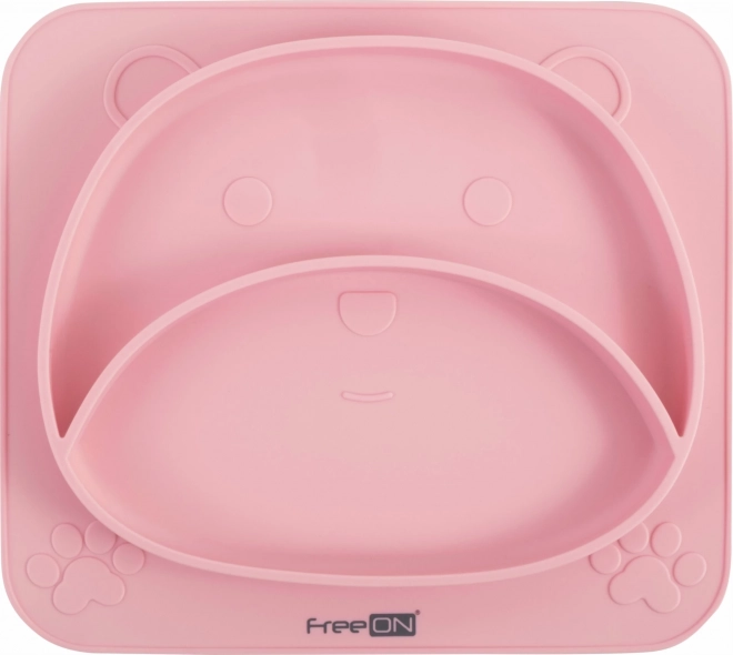 Siliconen bordje Beer met zuignap, roze