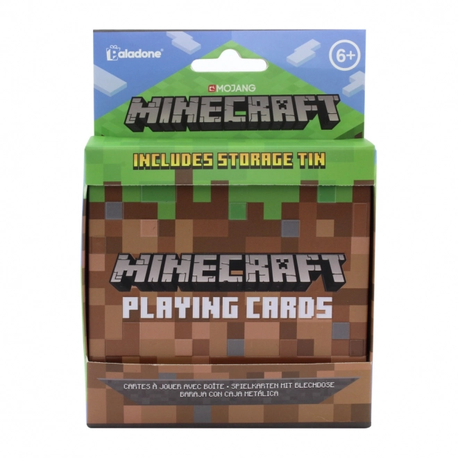 Speelkaarten met Minecraft-thema in een blikje