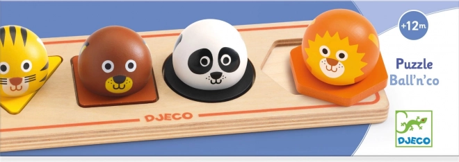 DJECO Houten Inlegpuzzel Ball'n'Co 4 stukken