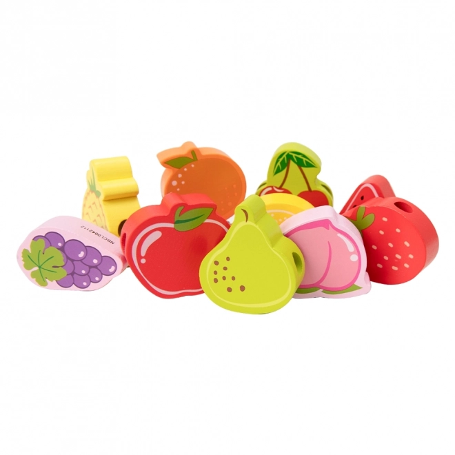 Houten rijgblokken met fruit